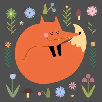 Cute vector fox Stock Illustration