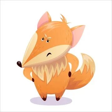 A cute vector fox stands displeased. Fox, emotion, anger, irritation, vecto.. Stock Illustration