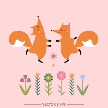 Cute vector foxes Stock Illustration