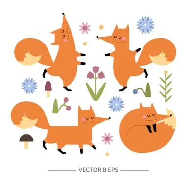 Cute vector foxes Stock Illustration