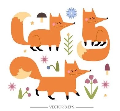 Cute vector foxes Stock Illustration
