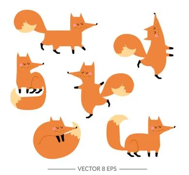 Cute vector foxes Stock Illustration
