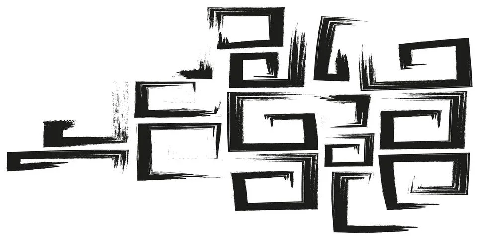 Cute vector geometric seamless pattern. Brush strokes, arrows. Hand drawn gru Stock Illustration