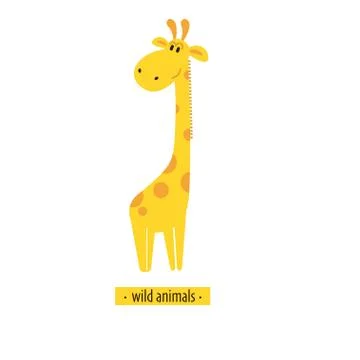 Cute vector giraffe isolated on white background Stock Illustration
