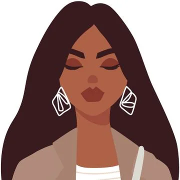 Cute vector girl avatar icon. Pretty lady portrait. Stock Illustration