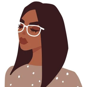 Cute vector girl avatar icon. Pretty lady portrait. Stock Illustration
