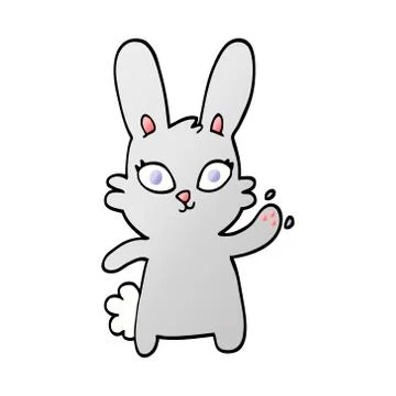 Cute vector gradient illustration cartoon rabbit waving Ilustración de archivo