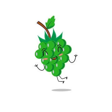 Cute vector grape fruit character in different action emotion Stock Illustration