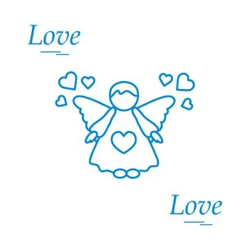 Cute vector illustration: angel and hearts. Love symbol. Stock-Illustration
