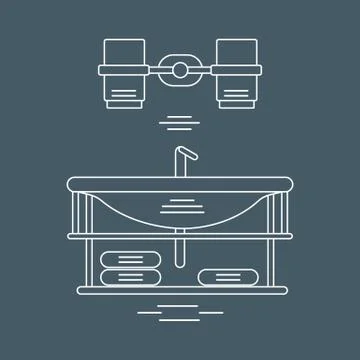 Cute vector illustration with bathroom elements. Bathroom interior design. Illustrazione stock