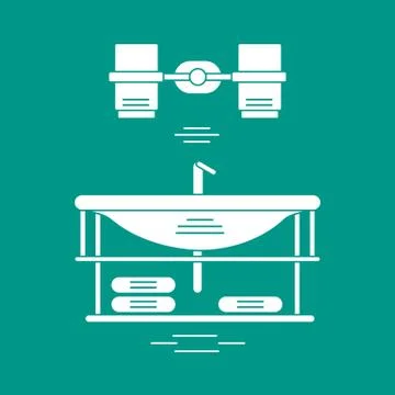 Cute vector illustration with bathroom elements. Bathroom interior design. Illustrazione stock