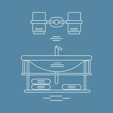 Cute vector illustration with bathroom elements. Bathroom interior design. Stock Illustration