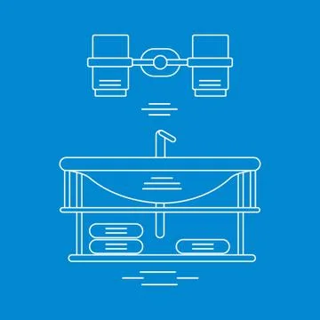 Cute vector illustration with bathroom elements. Bathroom interior design. Illustrazione stock