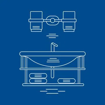 Cute vector illustration with bathroom elements. Bathroom interior design. Stock Illustration