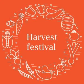 Cute vector illustration of different autumn seasonal vegetables arranged in  스톡 일러스트