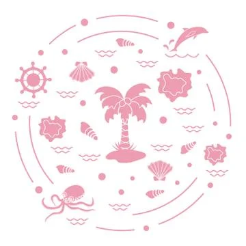Cute vector illustration with different objects related to tourism and outdoo Stock Illustration