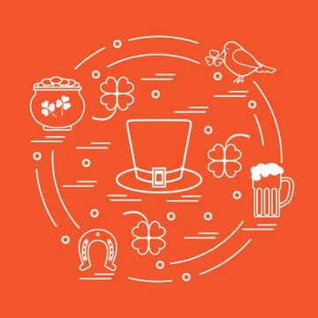 Cute vector illustration with different symbols for St. Patrick's Day arrange Stock-Illustration