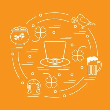 Cute vector illustration with different symbols for St. Patrick's Day arrange Stock-Illustration