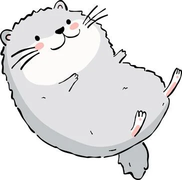 A cute vector illustration of a fat grey hamster lying on its back. The fun.. Stock Illustration