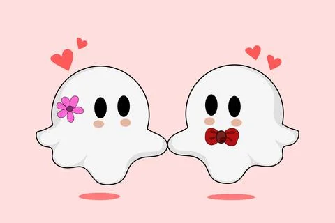 A cute vector illustration of a ghost couple with adorable expressions. Illustrazione stock