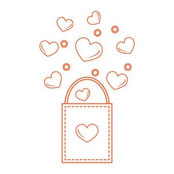 Cute vector illustration of gift bag with hearts. Design for banner, flyer, p Stock Illustration