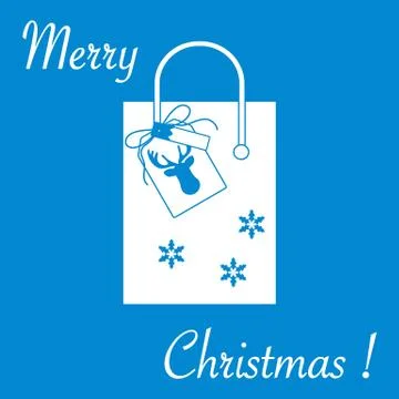 Cute vector illustration: gift bag with snowflakes and tag with a deer. Chris Stock Illustration