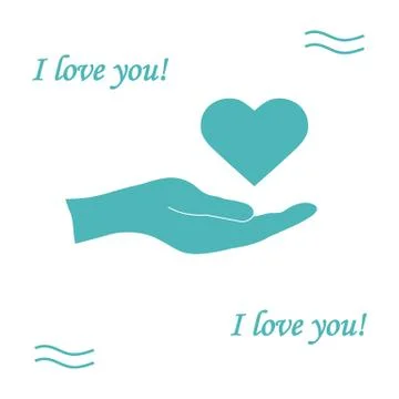 Cute vector illustration: hand holds heart. Love symbol. Stock Illustration