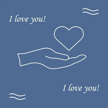 Cute vector illustration: hand holds heart. Love symbol. Stock Illustration