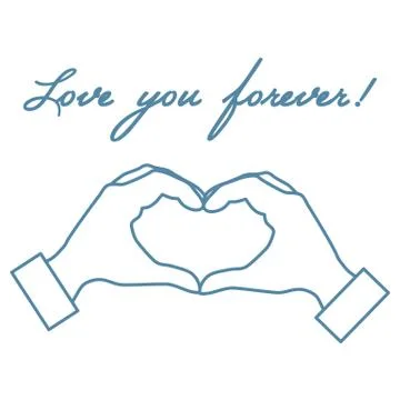 Cute vector illustration: hand making a heart shape. Love symbol. Stock Illustration