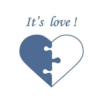 Cute vector illustration with heart in the form of a puzzle and inscription. Stock-Illustration