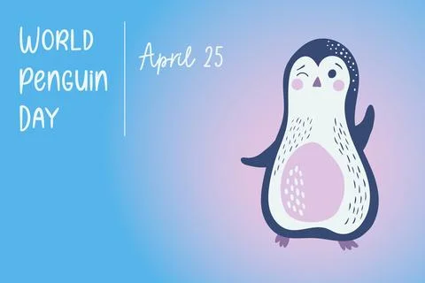 Cute vector illustration with penguin Stock Illustration
