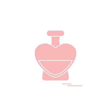 Cute vector illustration of perfume bottle in the shape of heart. Ilustração Stock