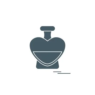 Cute vector illustration of perfume bottle in the shape of heart. Ilustração Stock