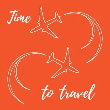 Cute vector illustration with planes and traces of the plane. Stock Illustration