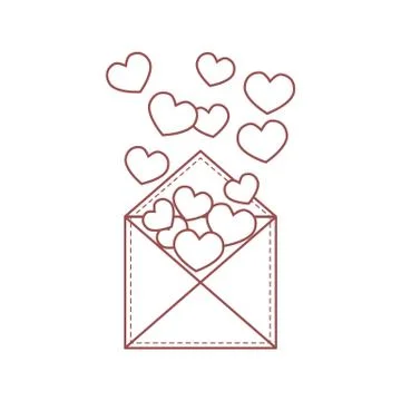 Cute vector illustration of postal envelope with hearts. Stock Illustration