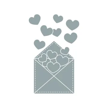 Cute vector illustration of postal envelope with hearts. Stock Illustration