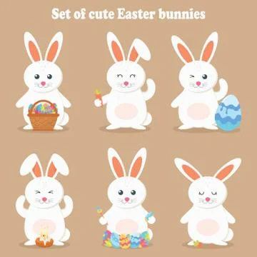 Cute vector illustration of a rabbit. Easter cartoon rabbit isolated on a bro Stock Illustration