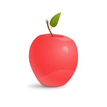 Cute vector illustration of a red apple on a white background. Stock Illustration
