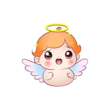 Cute vector illustration of an surprised angel baby in kawaii style Stock Illustration