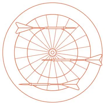 Cute vector illustration of target and arrows for the darts. Sports theme. Stock Illustration