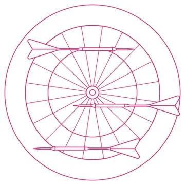 Cute vector illustration of target and arrows for the darts. Sports theme. Stock Illustration
