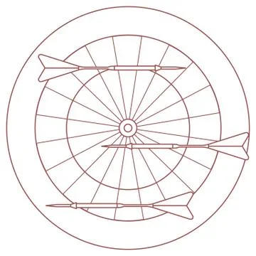 Cute vector illustration of target and arrows for the darts. Sports theme. Stock Illustration