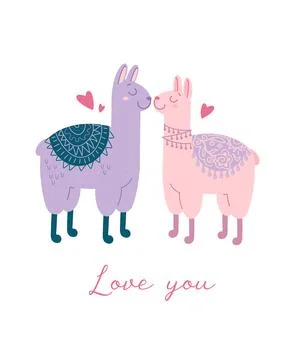 Cute vector illustration for valentines day. Animalistic concept Couple of Stock Illustration
