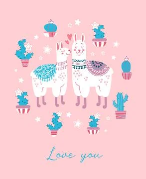 Cute vector illustration for valentines day. Animalistic concept Couple of Stock Illustration