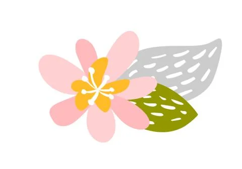 Cute vector isolated Flower on white background. Spring hand drawn Nature イラスト素材