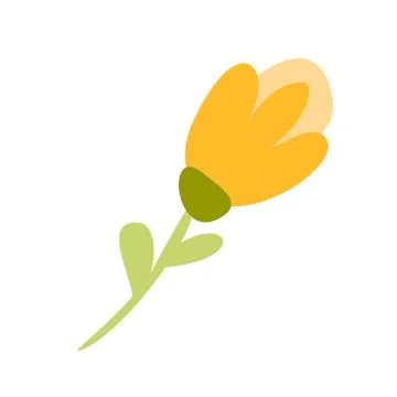 Cute vector isolated Flower on white background. Spring hand drawn Nature Stock Illustration