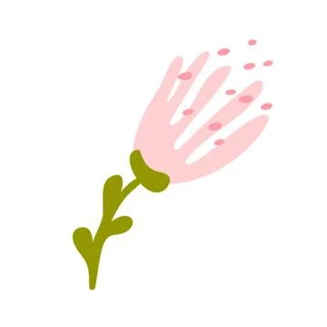 Cute vector isolated Flower on white background. Spring hand drawn Nature イラスト素材