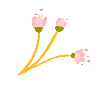 Cute vector isolated Flower on white background. Spring hand drawn Nature イラスト素材