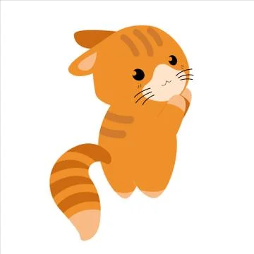 Cute vector kitten, cat on an isolated white background. Stock Illustration