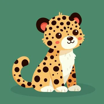 Cute vector leopard cartoon animal illustration Stock Illustration